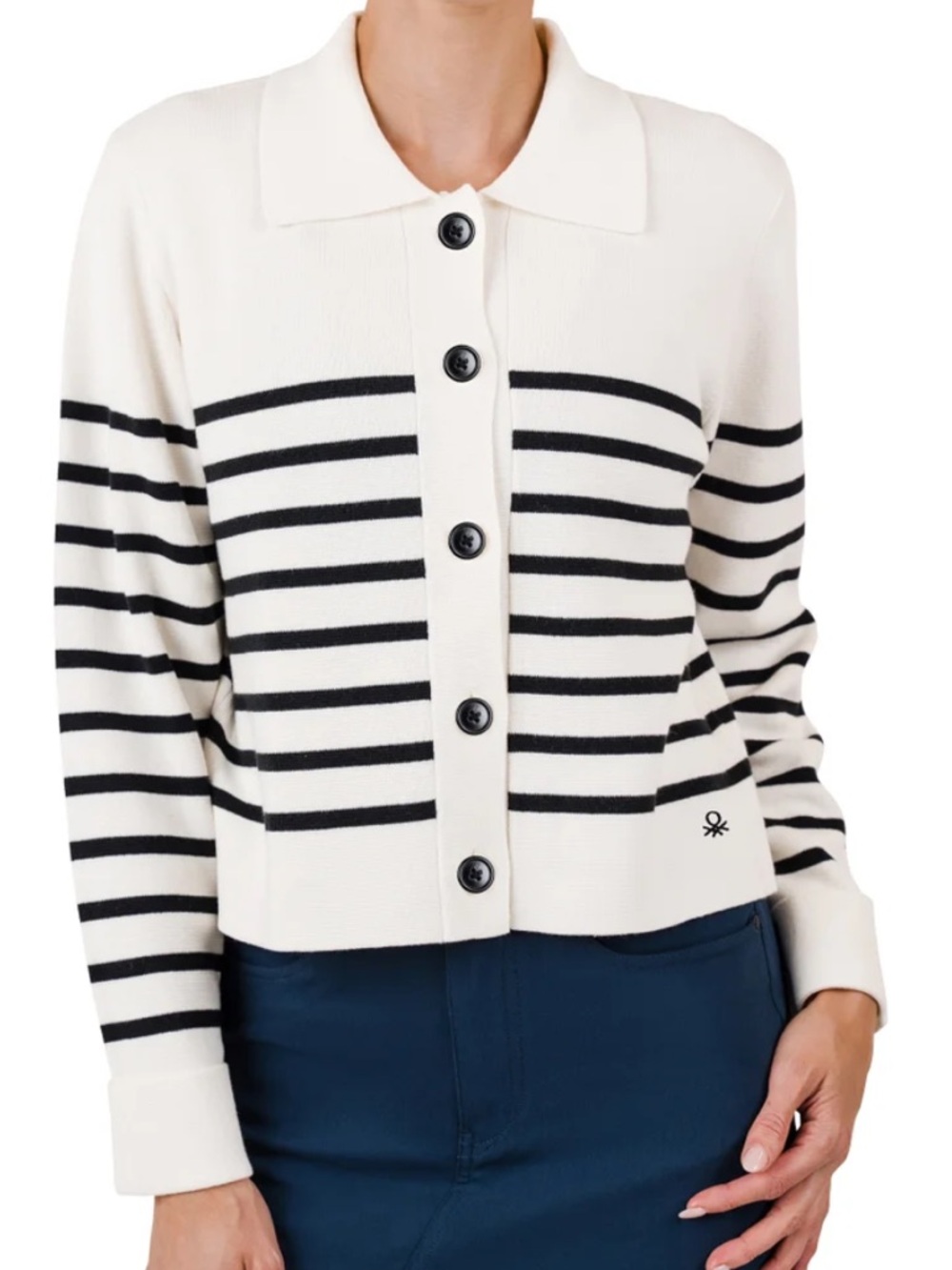 United Colors of Benetton Striped Milano Button-Front Cardigan XL NEW NWT - Picture 2 of 8
